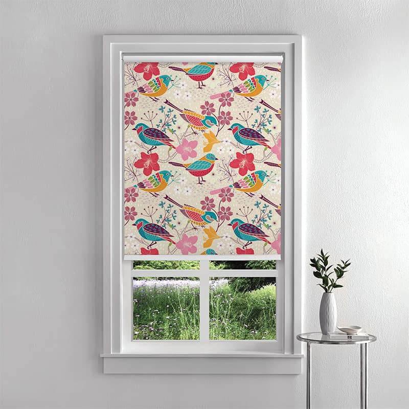 Chirping Garden Roller Blind pattern detail