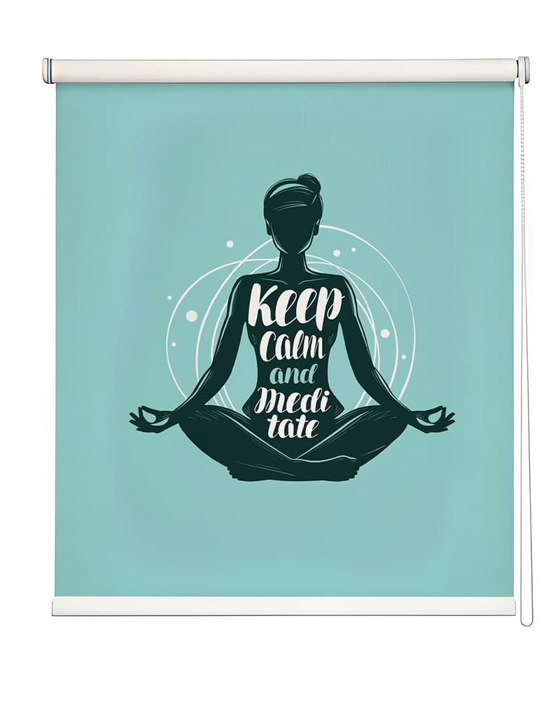 Calm Mind Meditation Roller Blind shown in a room