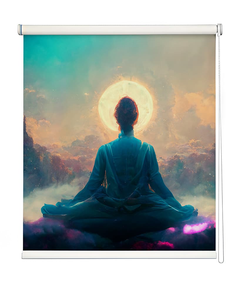 Cosmic Meditation Scene Roller Blind shown in a room