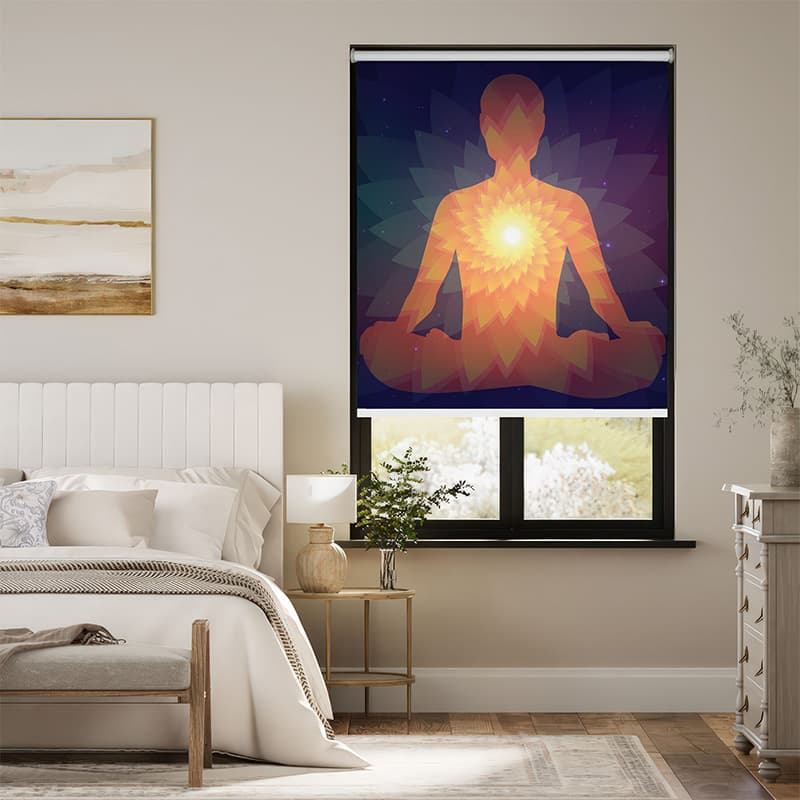 Chakra Lotus Glow Artistic Roller Blind pattern detail