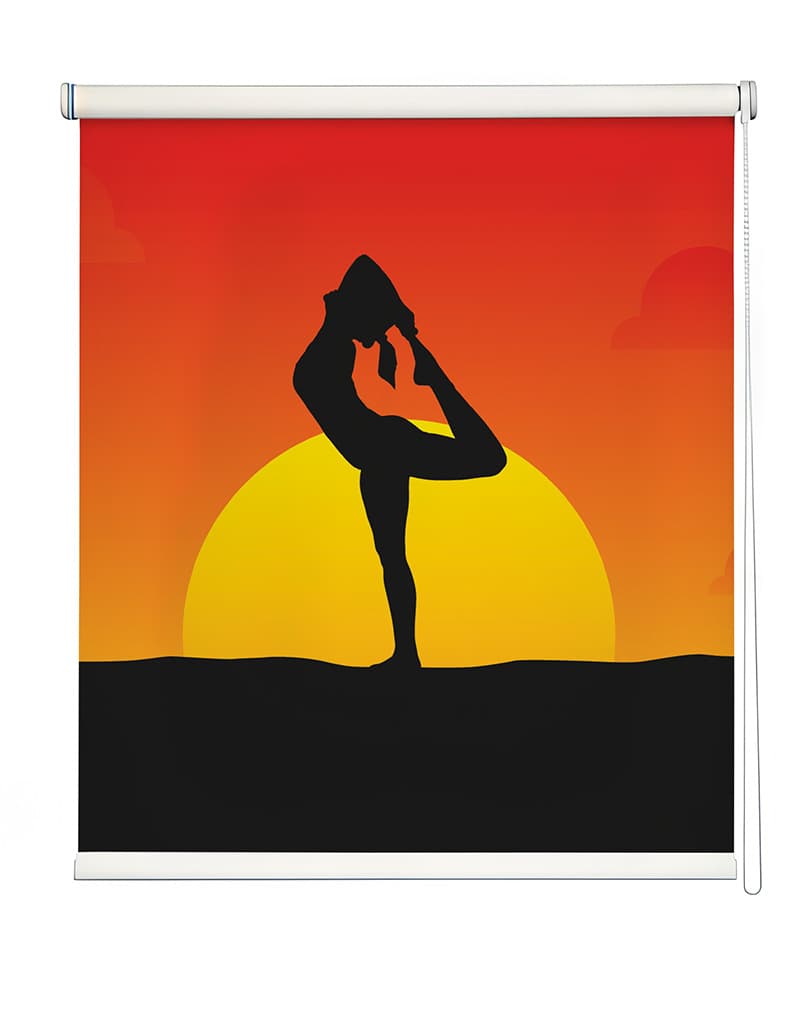 Sunset Yoga Roller Blind shown in a room