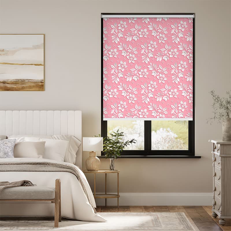 Blush Pink Floral Pattern Roller Blind pattern detail