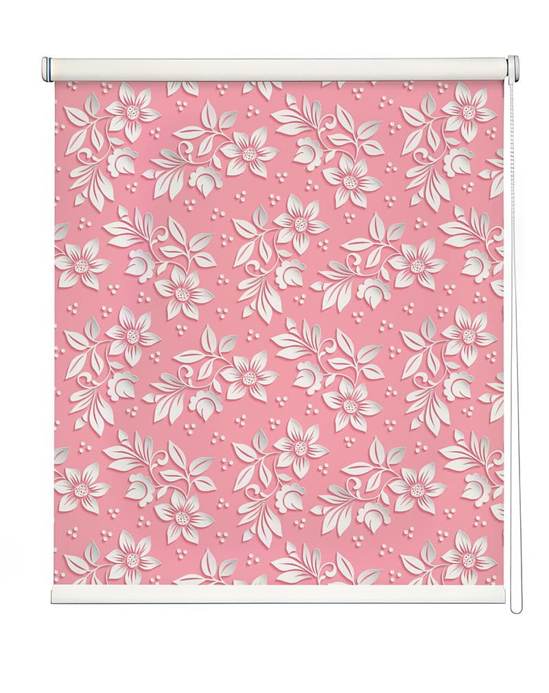 Blush Pink Floral Pattern Roller Blind shown in a room