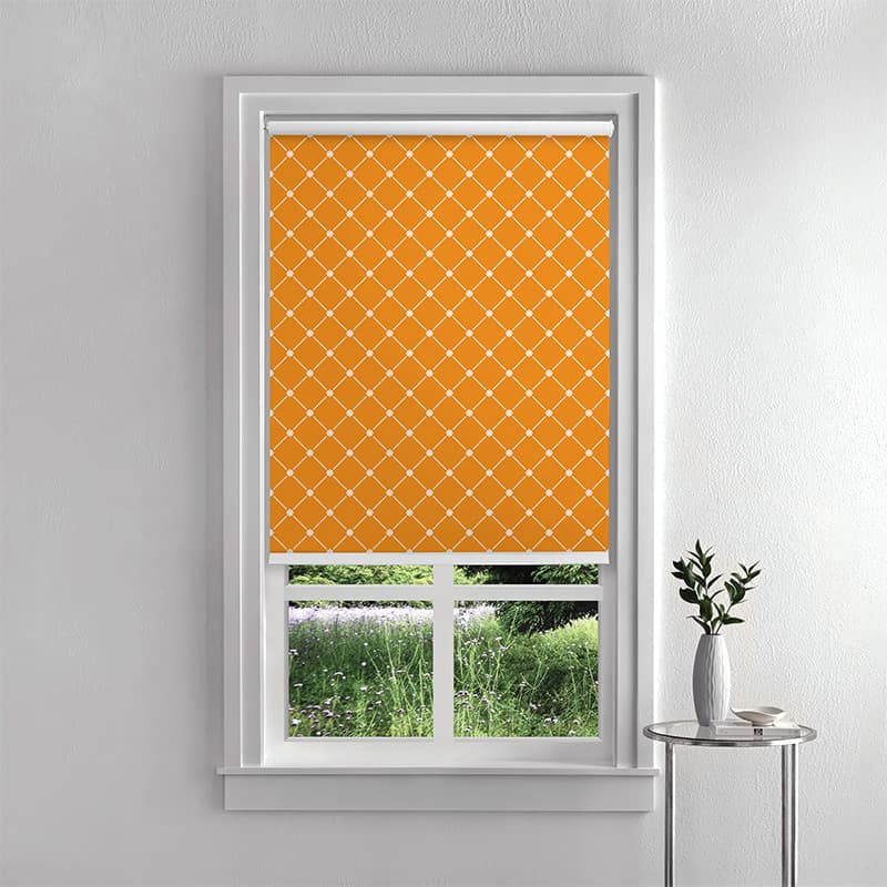 Tangerine Trellis Bloom Roller Blind pattern detail