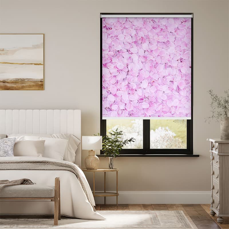 Whimsical Pink Floral Roller Blind pattern detail