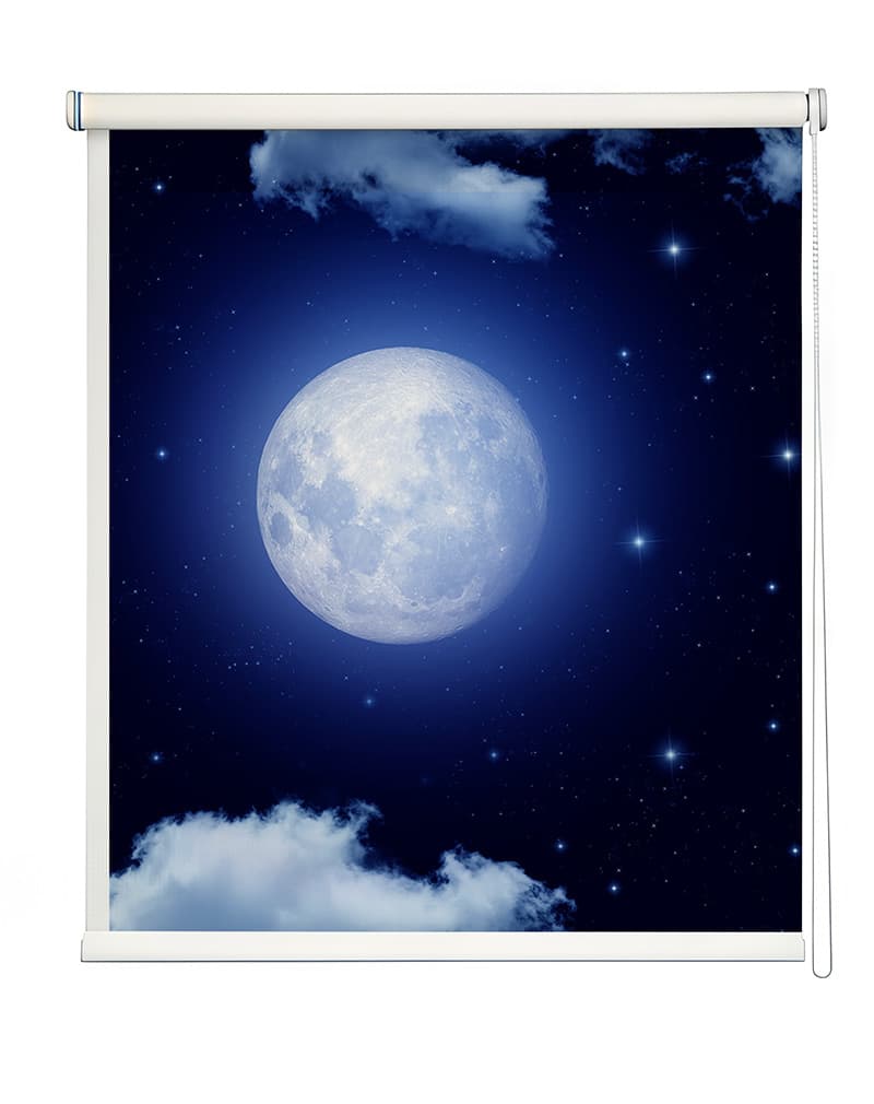 Midnight Moon Glow Roller Blind shown in a room