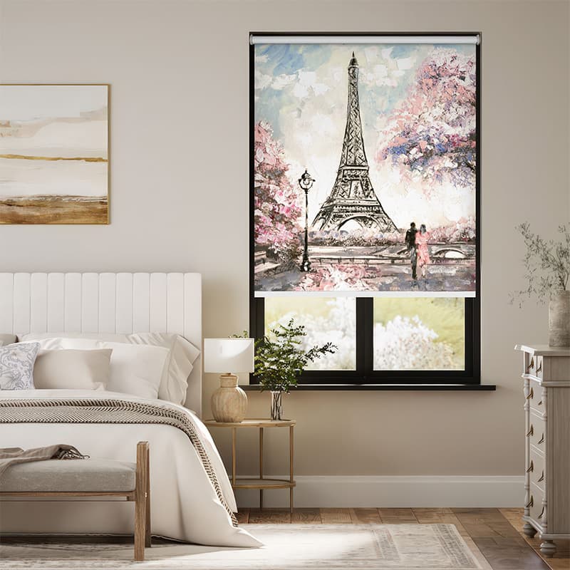 Romantic Paris Eiffel Tower Roller Blind pattern detail