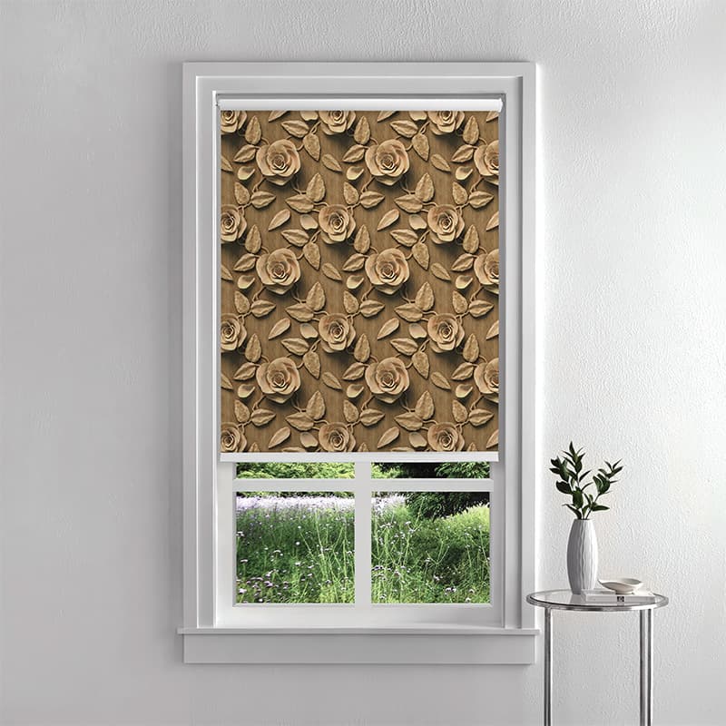 3D Wooden Rose Elegance Roller Blind pattern detail