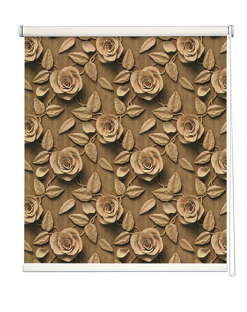 3D Wooden Rose Elegance Roller Blind shown in a room