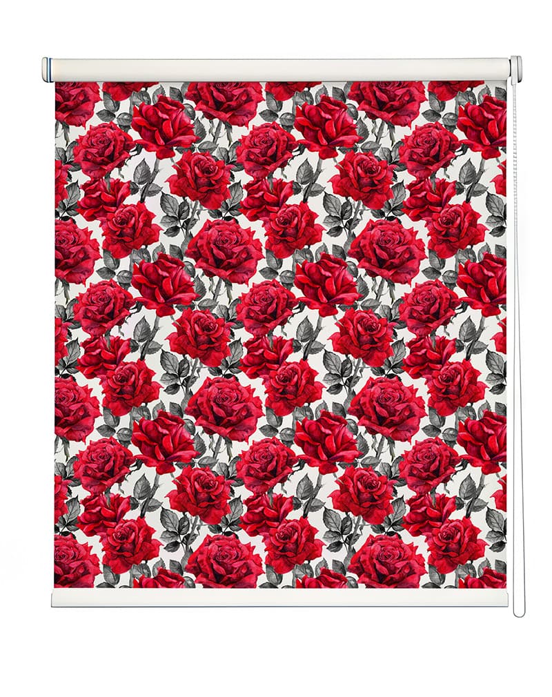 Crimson Rose Elegance Inside Roller Blind shown in a room