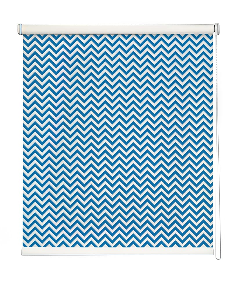 Versatile Blue Patterned Window Roller Blind shown in a room