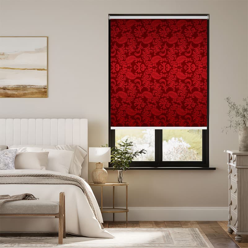 Vibrant Deep Red Pattern Roller Blind pattern detail