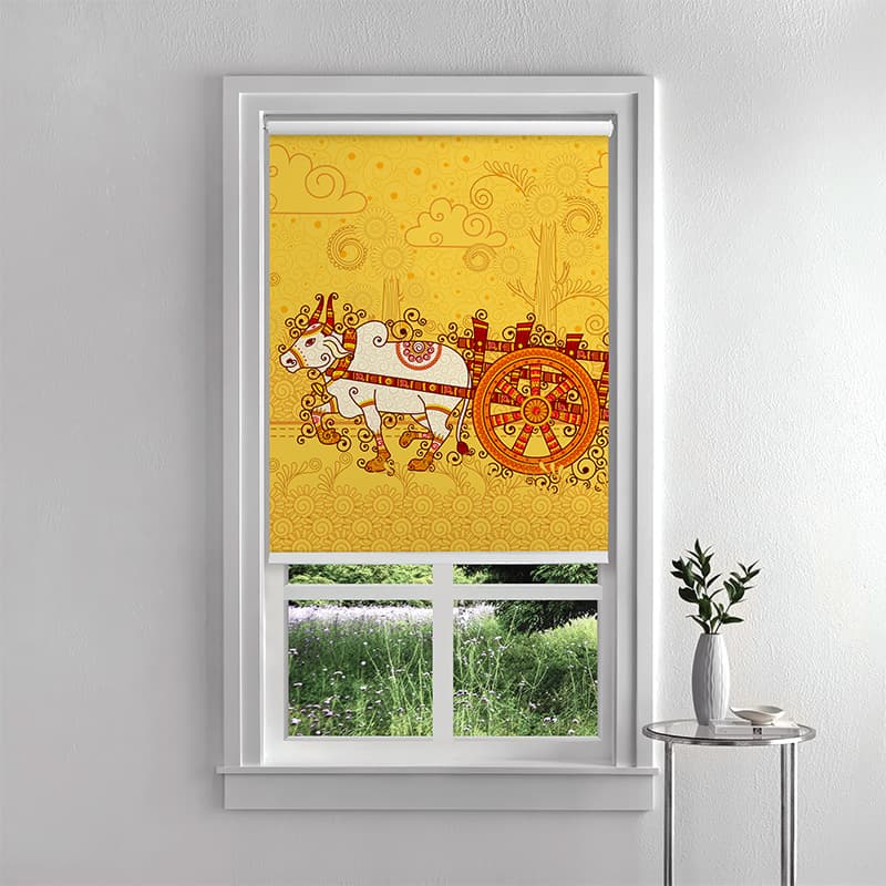 Vibrant Indian Bullock Cart Roller Blind pattern detail