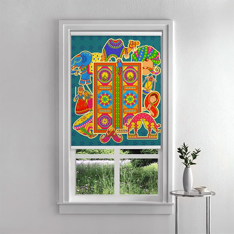 Rajasthan Theme Art Roller Blind pattern detail