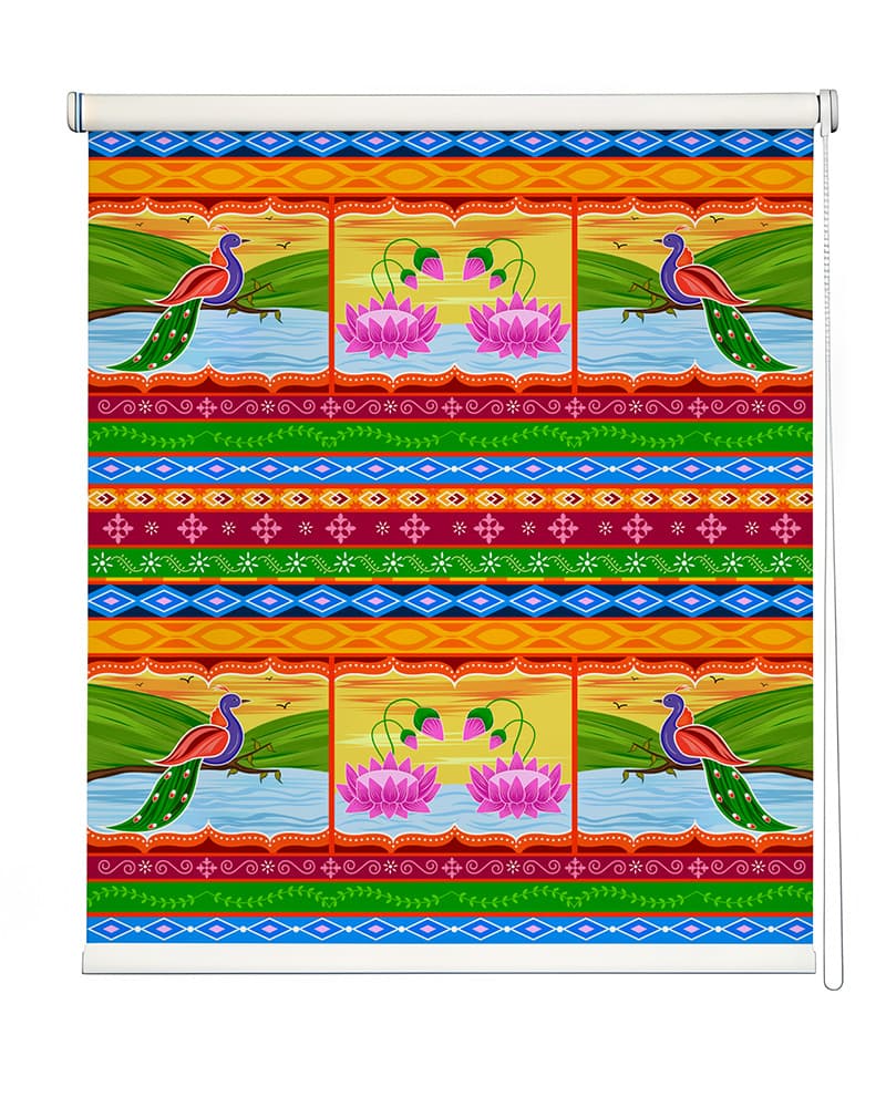 Beautiful Truck Art Style Inside Roller Blind shown in a room