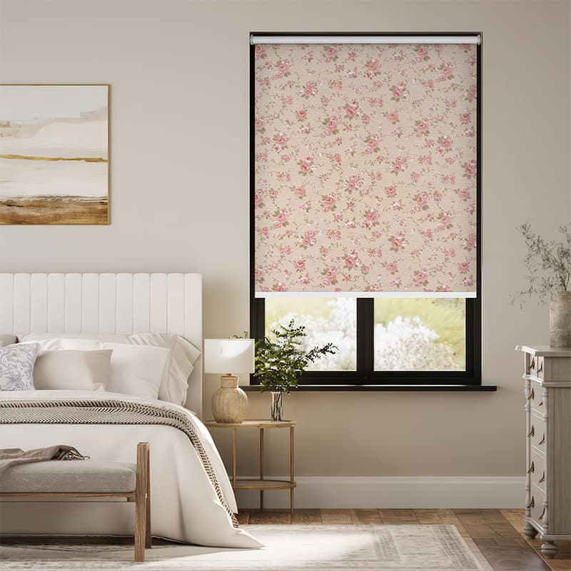 Soft Pink Botanical Floral Roller Blind pattern detail