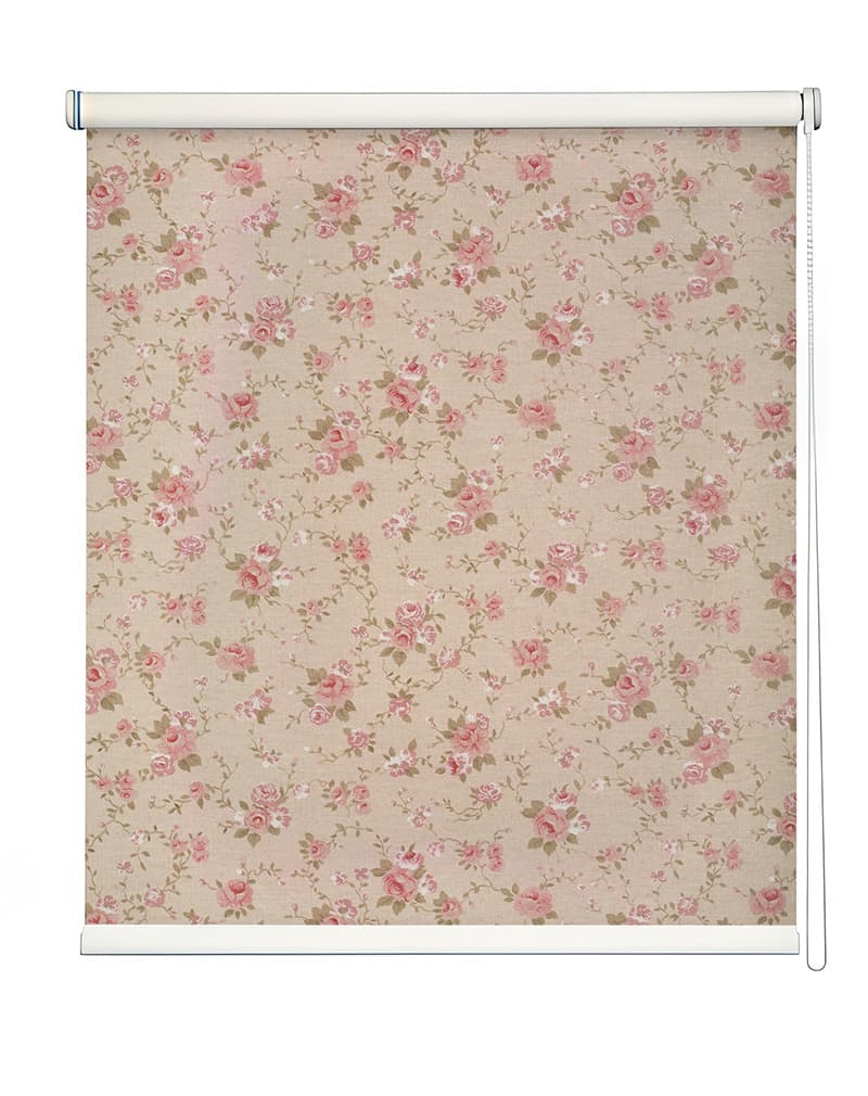 Soft Pink Botanical Floral Roller Blind shown in a room