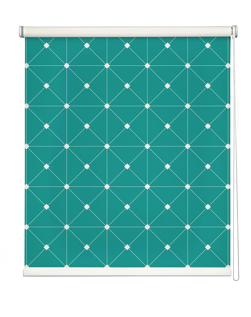 Colorful Abstract Shapes Window Roller Blind shown in a room