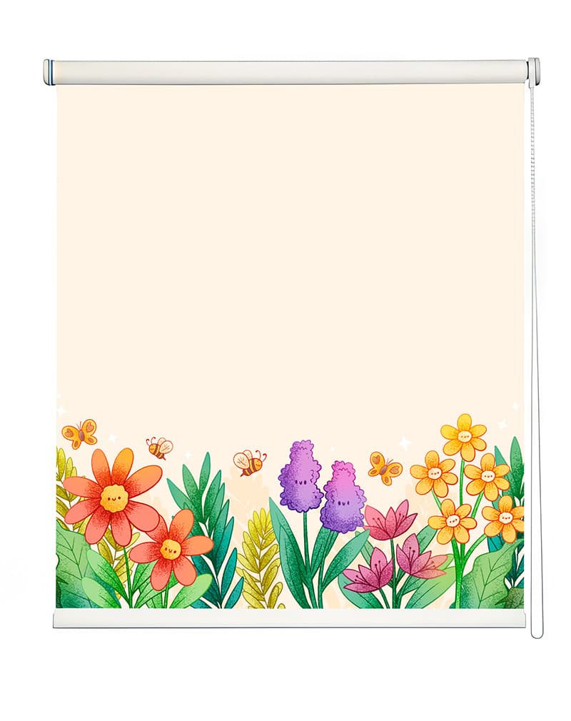 Whimsical Garden Roller Blind shown in a room