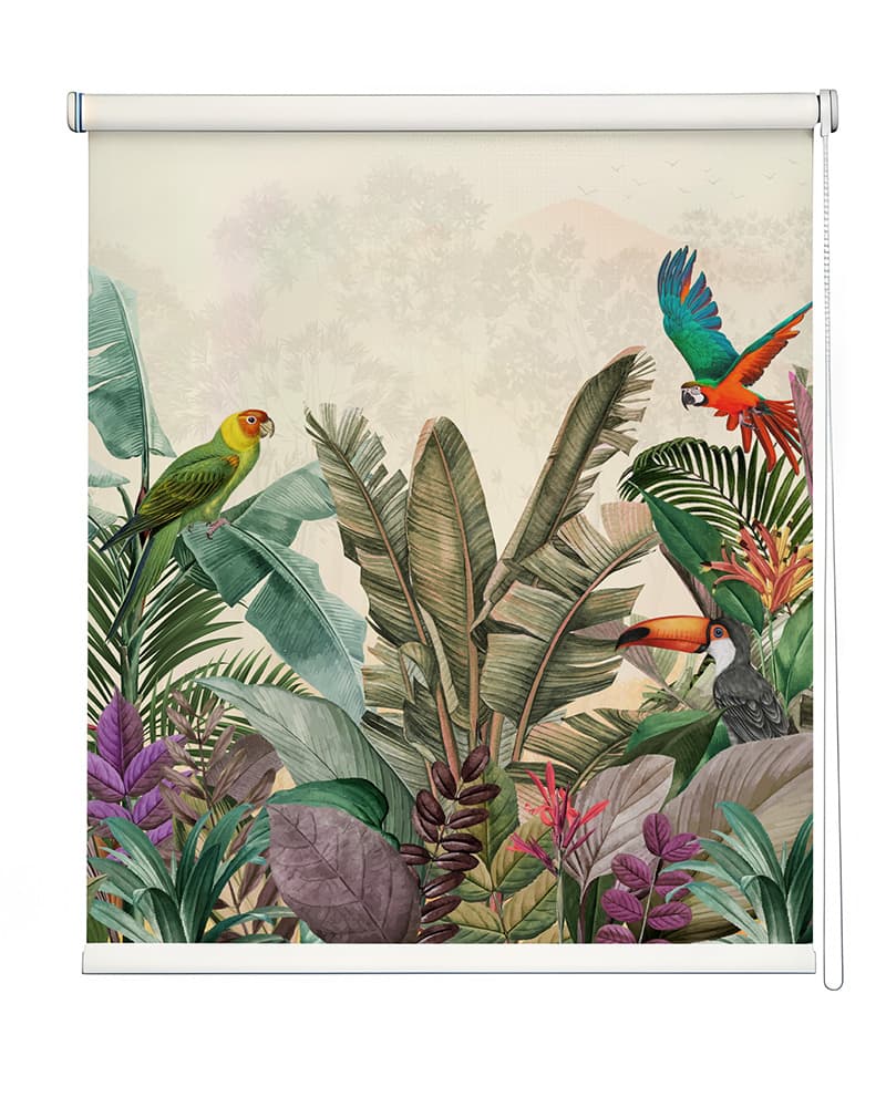 Tropical Serenade Roller Blind shown in a room