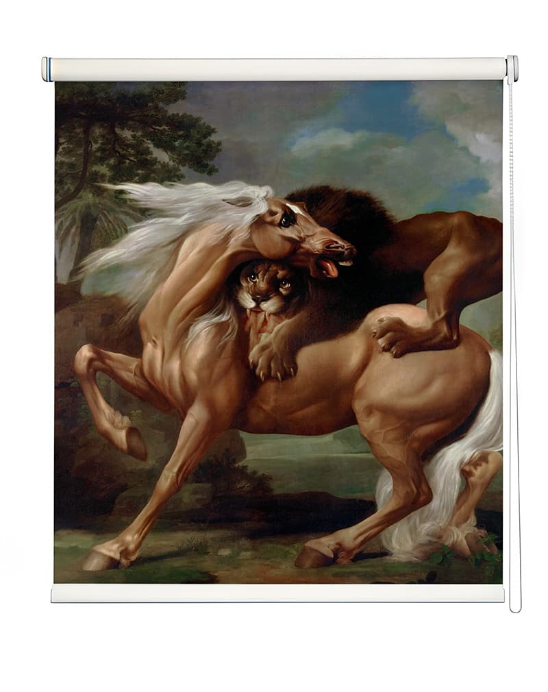 Classical Art Battle Scene Roller Blind shown in a room