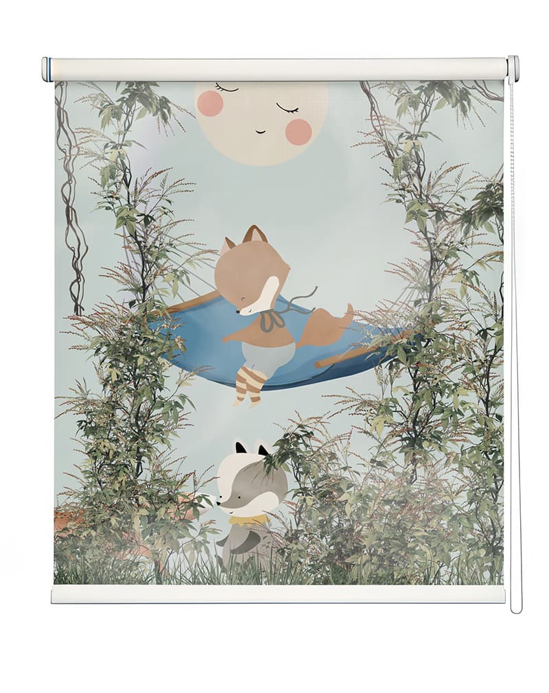 Cute Jungle Animals Kids Room Roller Blind shown in a room