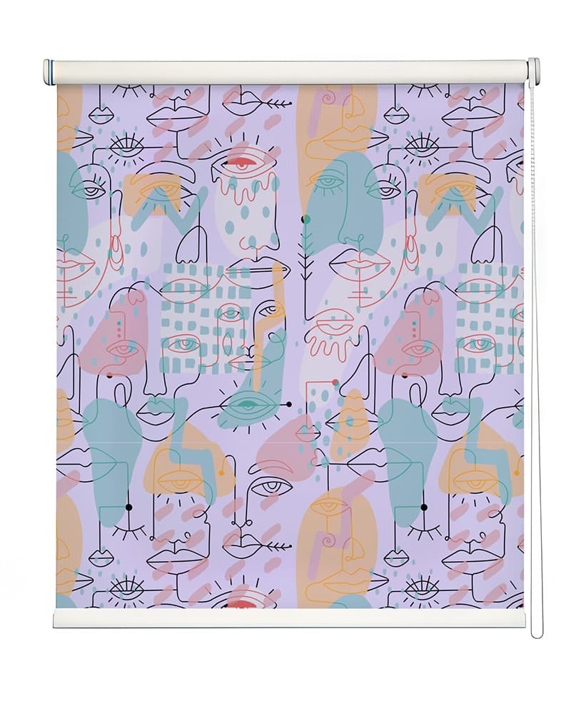 Soft Hues Patterned Roller Blind shown in a room