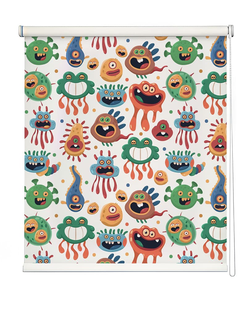 Cute Bacterias Roller Blinds shown in a room