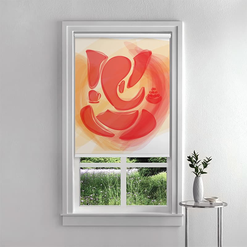 Shri Ganesha Art Pooja Room Roller Blind pattern detail