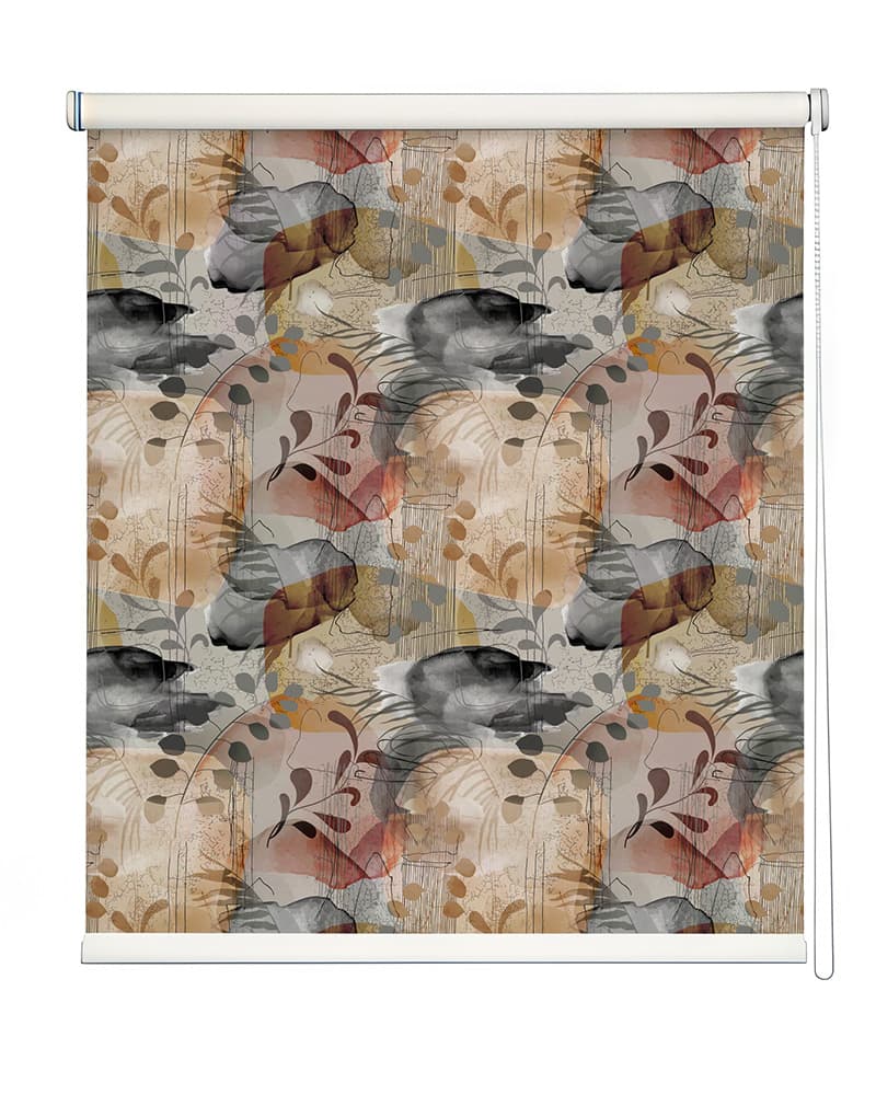 Multi-Tonal Abstract Roller Blind shown in a room