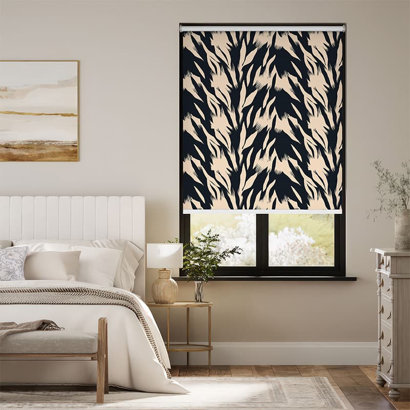 Black & Beige Abstract Roller Blind pattern detail