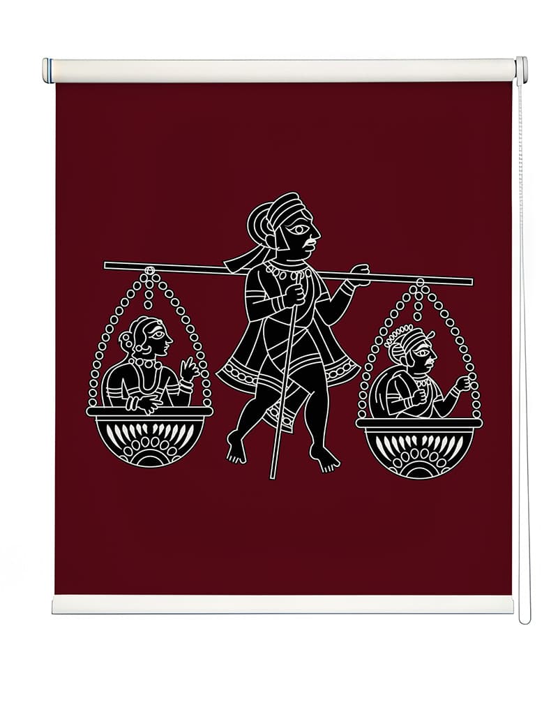 The Great Shravan Kumar Art Roller Blind shown in a room