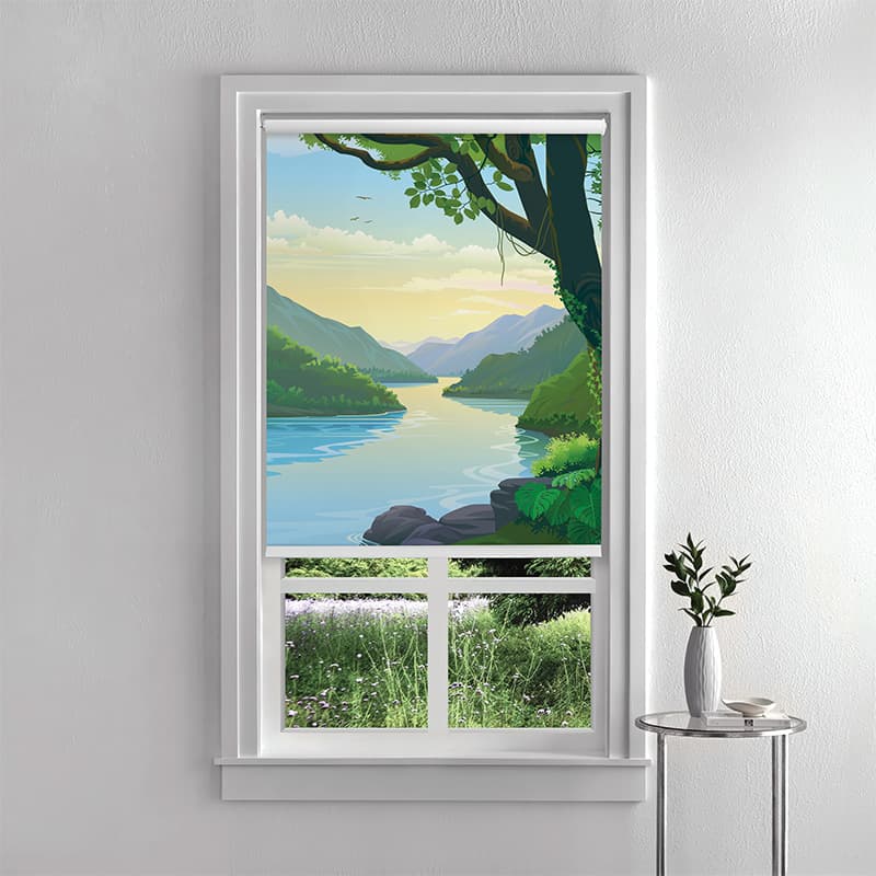 Soothing River Scenery Roller Blind pattern detail