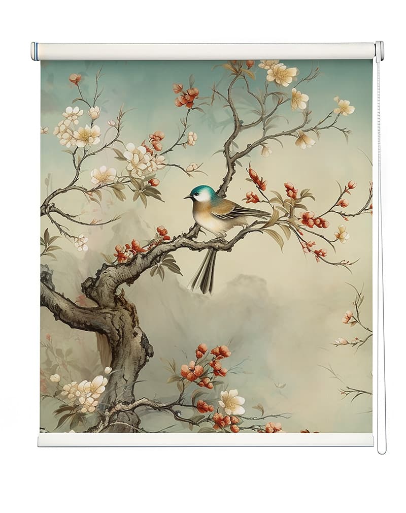 Serene Sparrow Roller Blind shown in a room