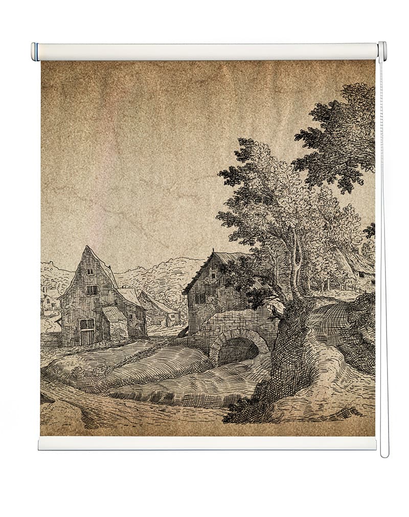 English Countryside Roller Blind shown in a room