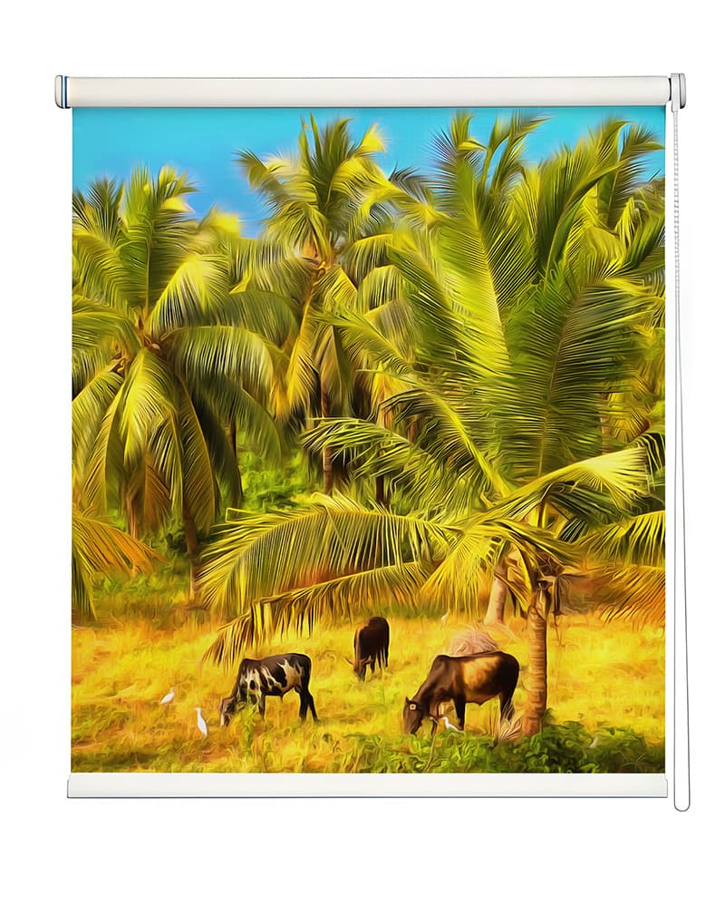 Indian Village Charm Roller Blind shown in a room