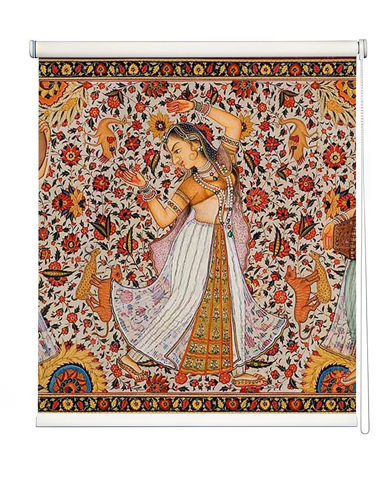 Vibrant Indian Art Window Roller Blinds shown in a room