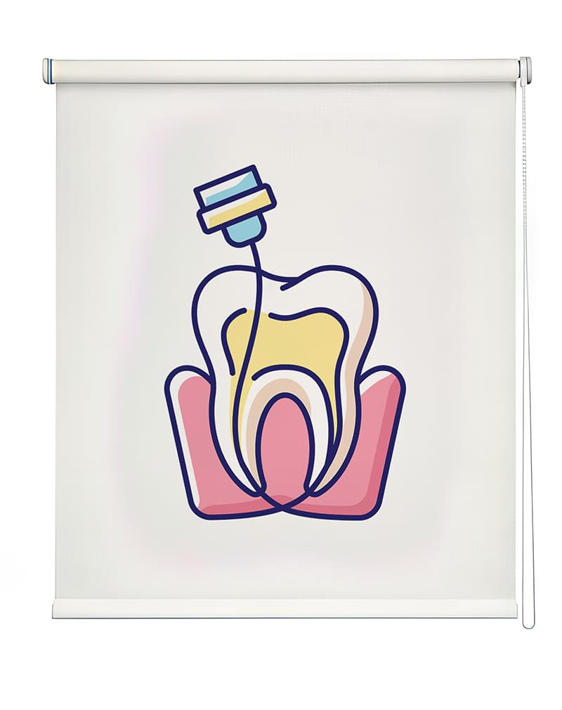White Dental Clinic Roller Blind shown in a room