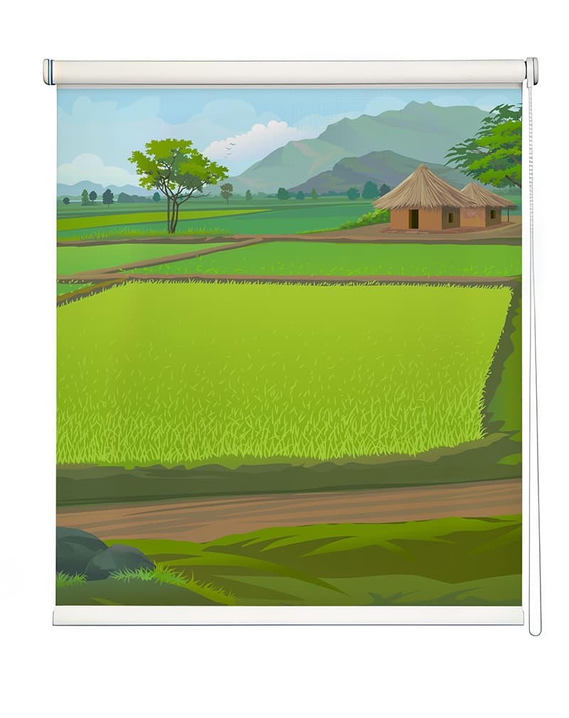 Indian Agriculture Field Roller Blind shown in a room