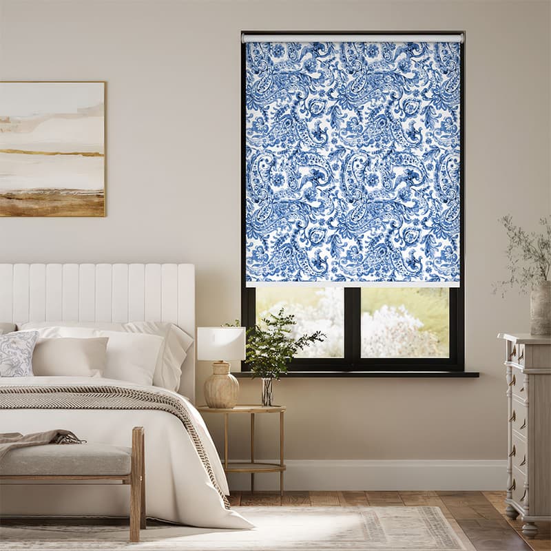 Serene Blue & White Pattern Roller Blind pattern detail