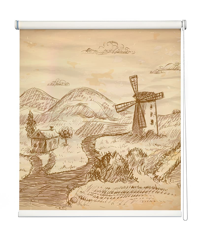 Soothing Countryside Roller Blind shown in a room