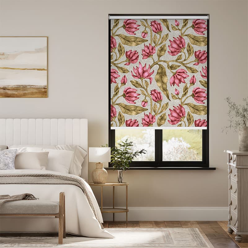 Pink Lotus Bloom Roller Blind pattern detail