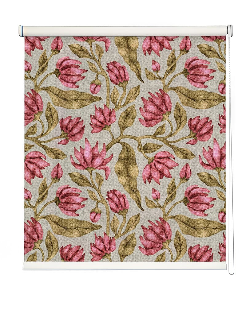 Pink Lotus Bloom Roller Blind shown in a room