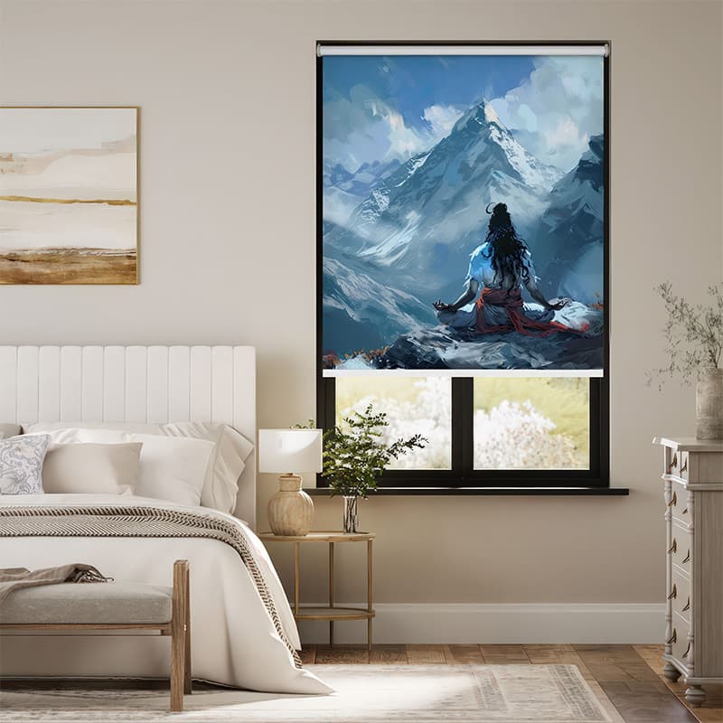 Lord Shiva Meditation Roller Blind pattern detail