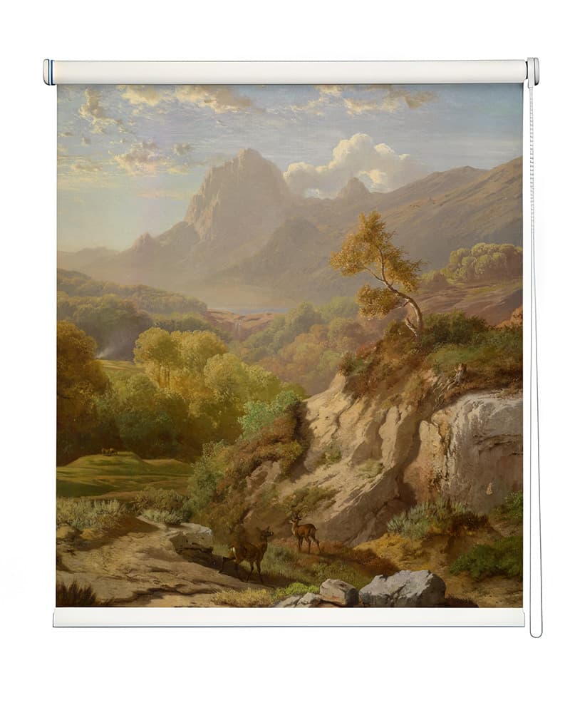 Scenic Mountain View Roller Blind shown in a room