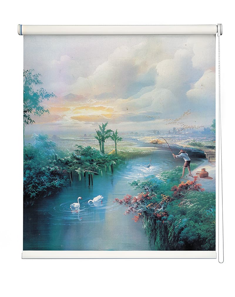 Scenic River Roller Blinds shown in a room