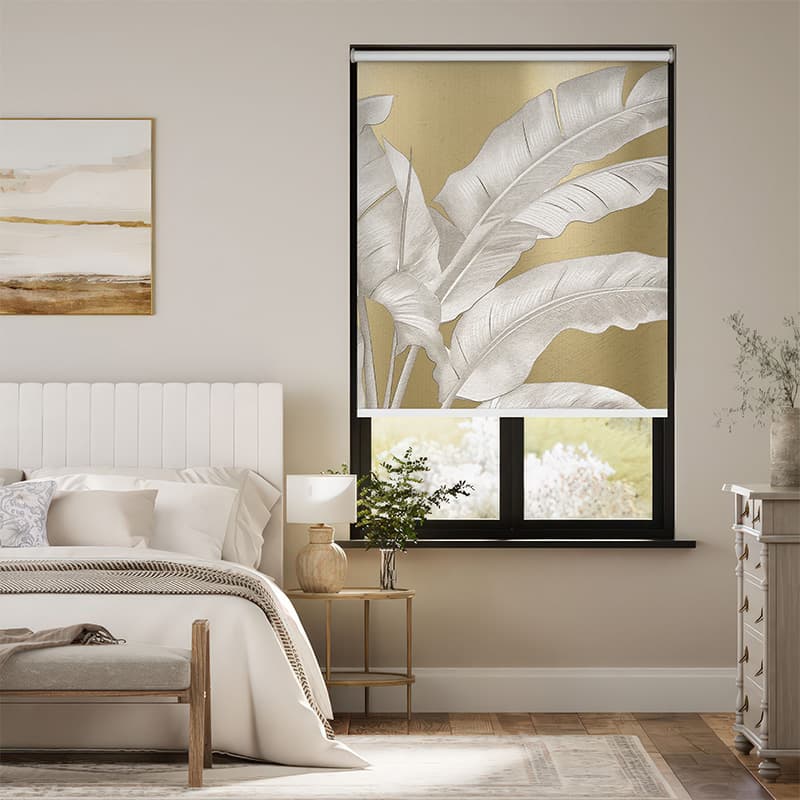 Golden Tropics Banana Leaf Roller Blind pattern detail