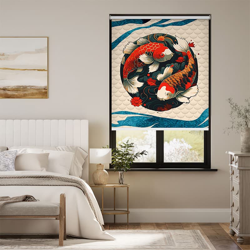 Luck & Beauty Koi Window Blinds pattern detail