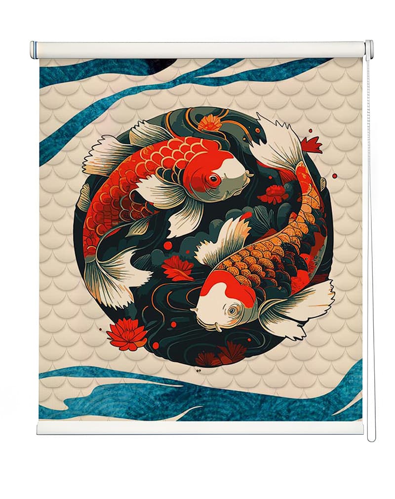 Luck & Beauty Koi Window Blinds shown in a room