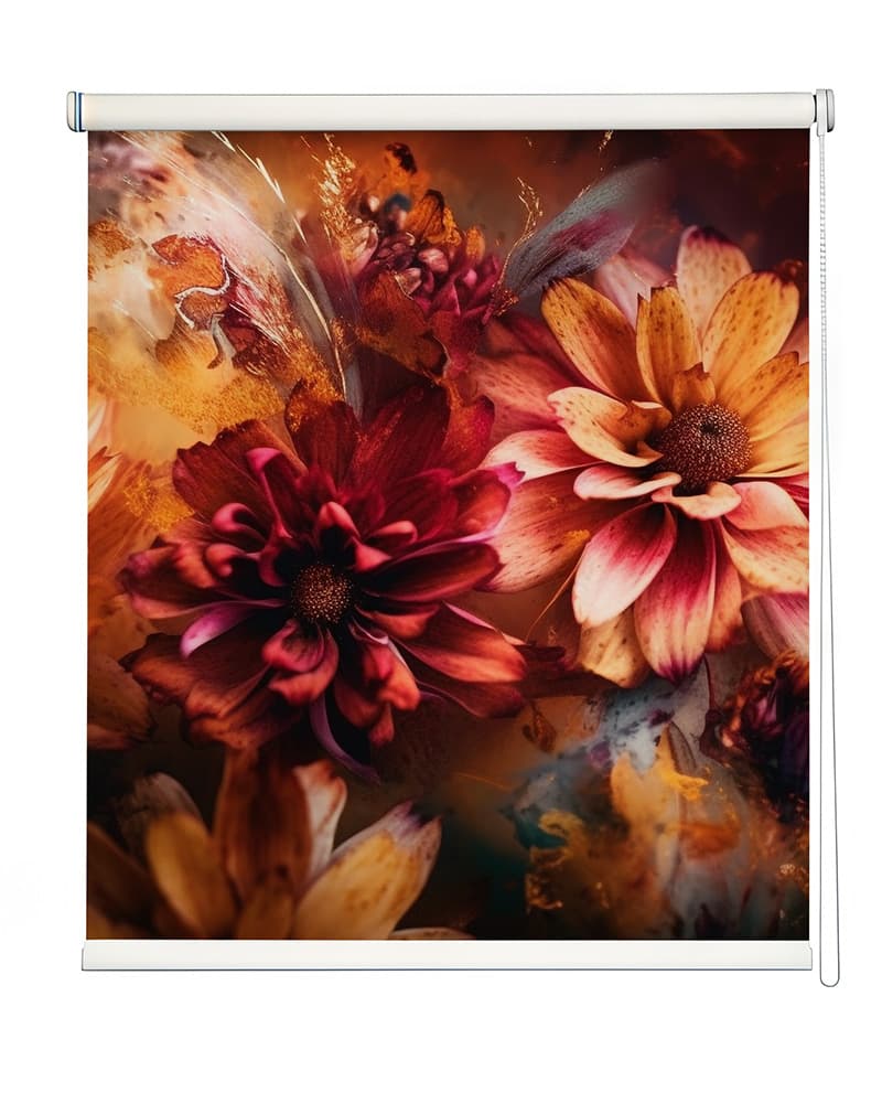 Vibrant Bloom Window Roller Blind shown in a room